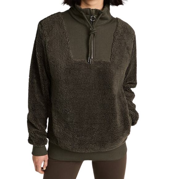 NWT Sweaty Betty Sherpa Half Zip Sweatshirt Pullover in Mountain Green - Small - Picture 1 of 7